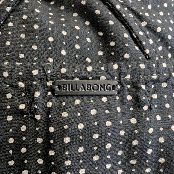 Billabong Black White Polka Dot Daisy Duke Tie Front Bell Sleeve Shirt Medium - Picture 7 of 9